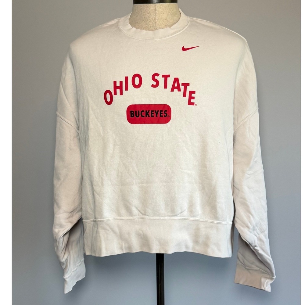 Nike Ohio State Buckeyes Campus Collection Sweatshirt Cream Red XL DQ9888-030